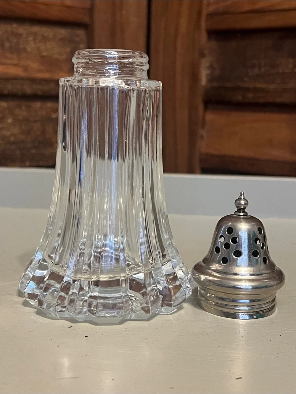 Large Clear Glass and Silver-Top Sugar Shaker - Home Dining Serveware